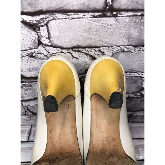 Salvatore Ferragamo Ivory Leather Snake Yellow Patent Dress Heels Women Sz 5B US - Picture 8 of 16